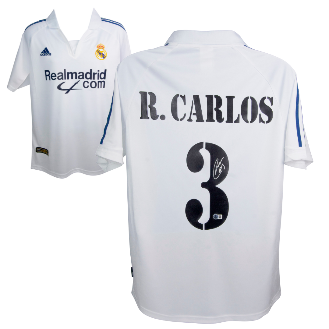 Roberto Carlos Signed Real Madrid Soccer Jersey #3 with Beckett Witness